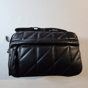 NWT Primark Black Quilted Faux Leather Camera Crossbody Bag Pillow Style